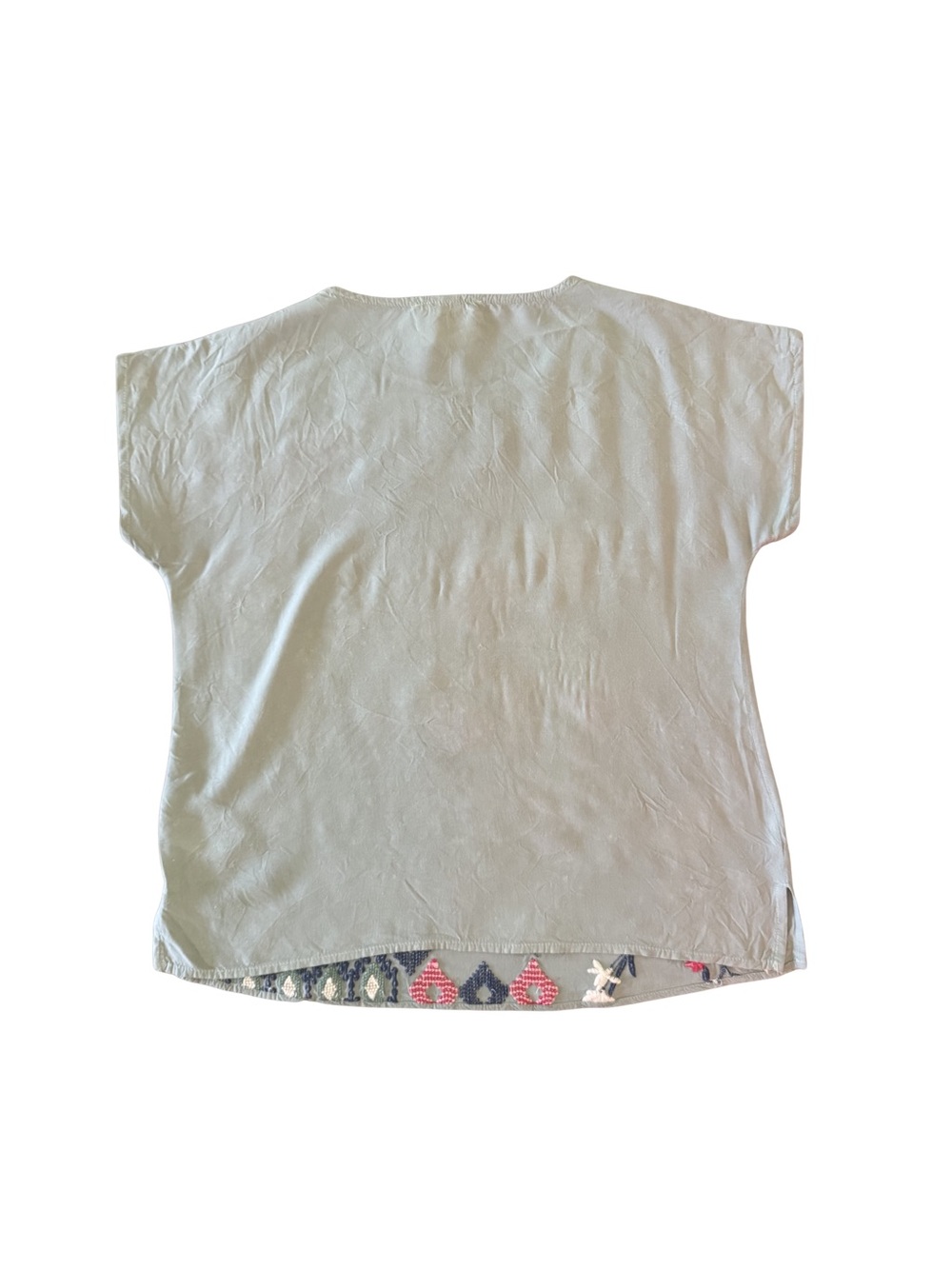 Savanna Jane Sage Floral Embroidered Boho Top Small - Picture 3 of 4